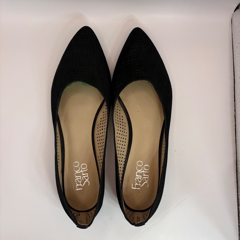 Franco Sarto Hazeline2 Black Perforated Pointed Toe Flats Womens‎ 8.5M - Picture 5 of 8